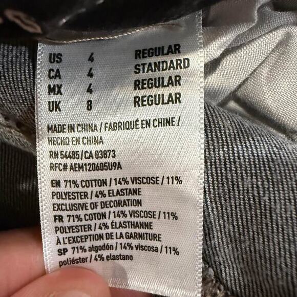 American Eagle High Rise Jegging Crop Denim Jeans Womens 4R Dark Gray Distressed - Picture 8 of 9